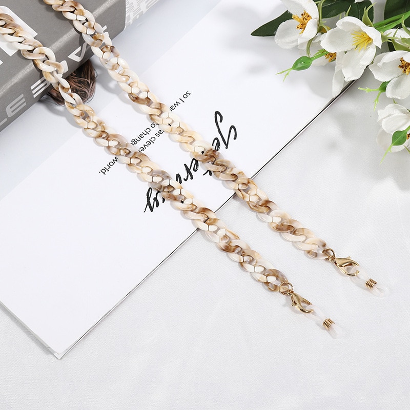 Trendy Small Acrylic Glasses Chains Lanyard Hang Mask Chain Sunglasses Cord Holder Neck Strap Rope Accessory for Women Girl