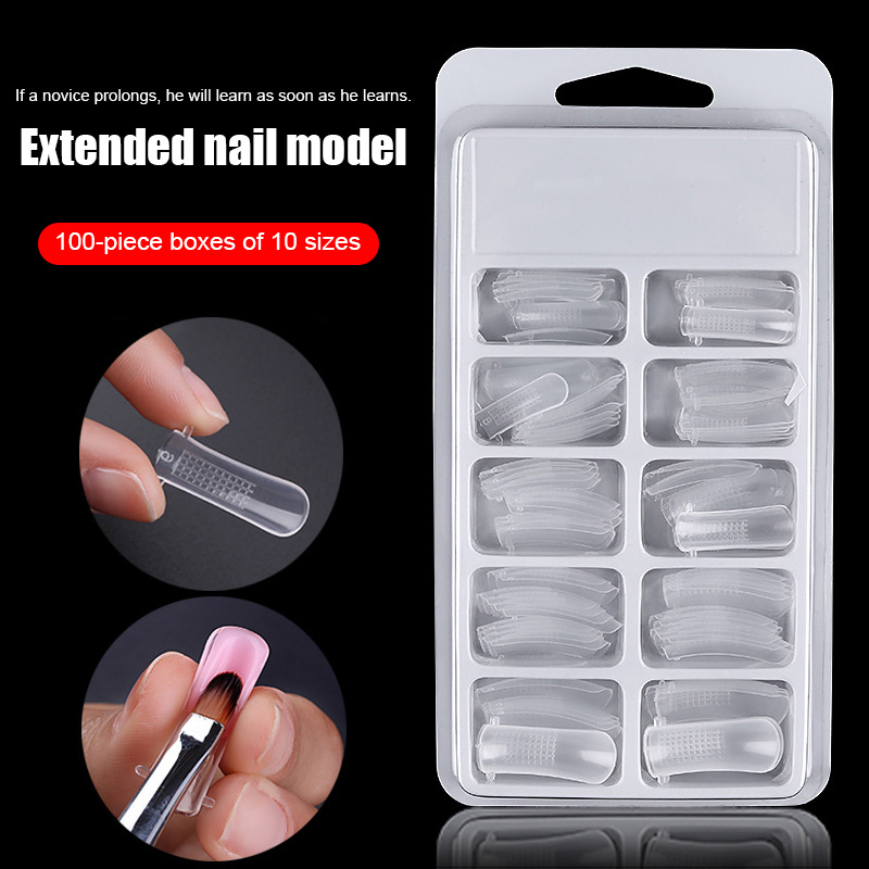 100Pcstransparent Nail Capsule Herbruikbare Nail Extention Model Transparant Quick Verlengen Nail Mold Voor Manicure Wd: Default Title
