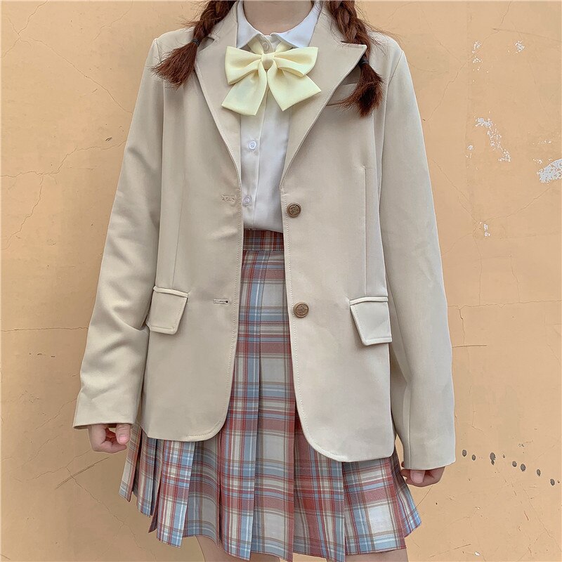 Women Autumn Winter JK Blazer Suit Japanese Preppy Style Sweet School Uniform Jacket Coat Top Outwear Clothes