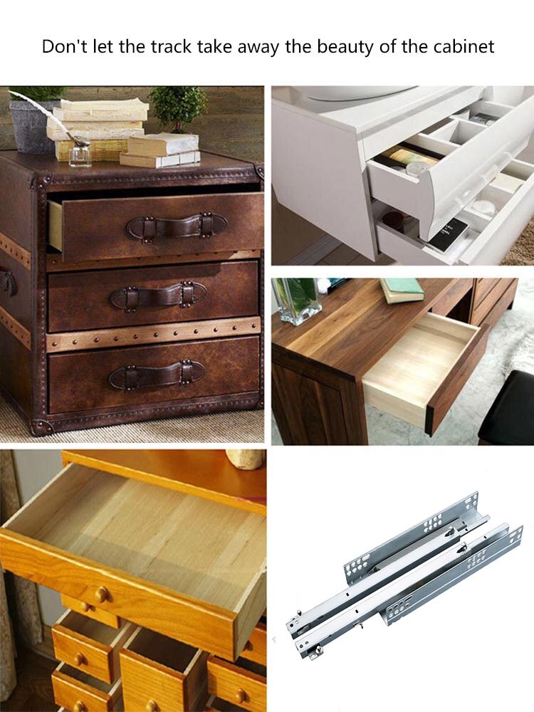 Thicken Hidden Rebound Damping Slide Rail Cabinet Wardrobe 2 Section Support Bottom Mute Track Hydraulic Guide Sliding