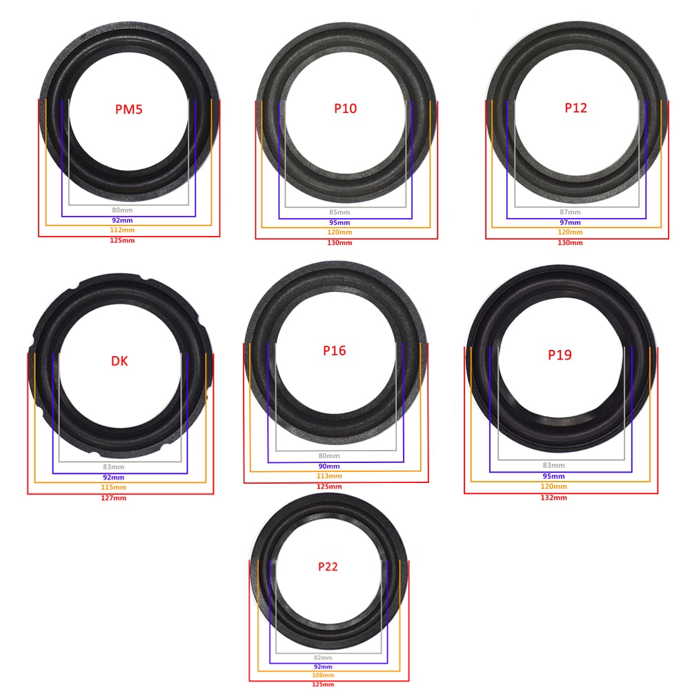 Altavoz de espuma de 5 pulgadas con borde envolvente, Woofer de reparación de borde plegable, anillo de Subwoofer, bricolaje, Accesorios de reparación, suspensión de altavoz