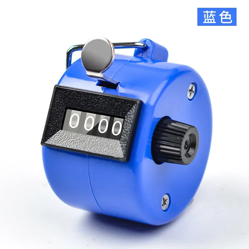 Hand Digitale Teller met Metalen Lap Tally Counter Handheld Clicker 4 Cijfers Chrome Golf Mensen Tellen 4-cijferige Tellers: Blauw
