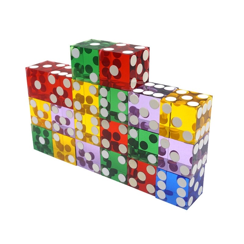5pcs/set High-grade Acrylic Transparent Dice Six Sided D6 19mm Game Dice with Razor Edges