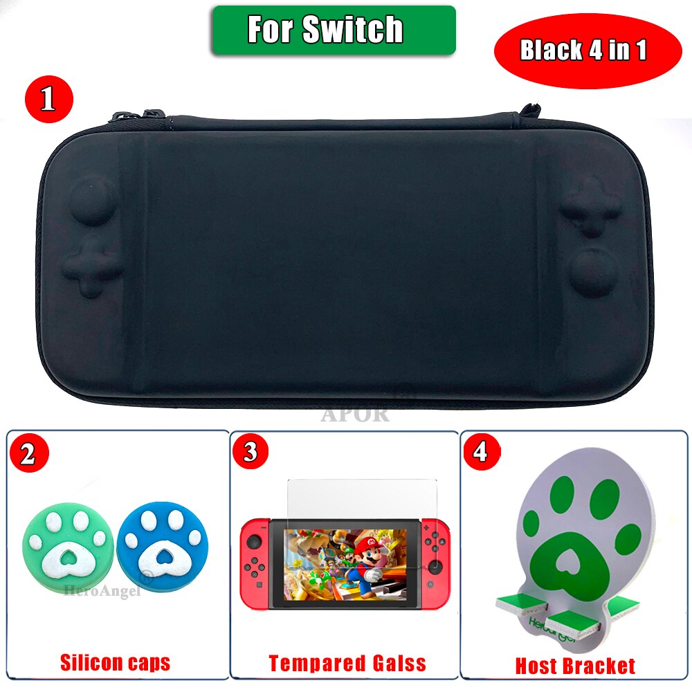 4 in 1 Gioco sacchetto di Immagazzinaggio del Sacchetto Duro di Accessori Da Viaggio Trasporta il Sacchetto di Caso per Nintendo Switch per NS Nintend Interruttore Dello Schermo caso della protezione