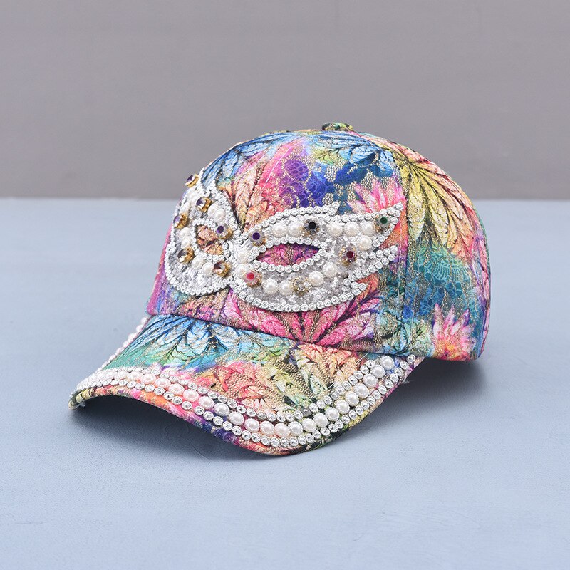 Sombrero de sol para mujer y niña, gorra de béisbol con diamantes de imitación y perlas, colorida, Snapback, Cool Star: 8