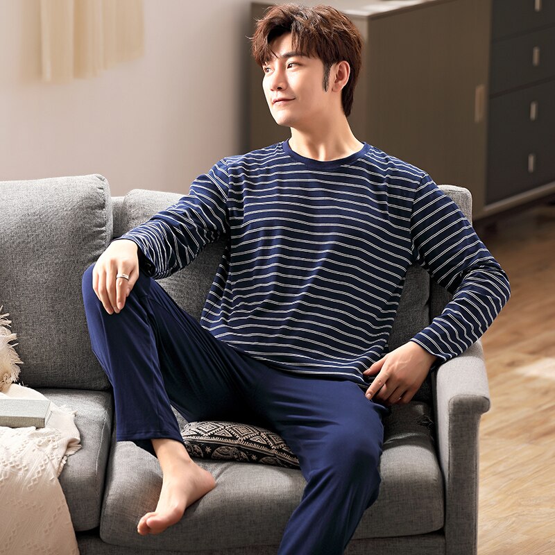 Herre pyjamas sæt blødt langærmet 2 stk nattøj jakkesæt mænd sove tøj nat hjemme wear afslappet pyjamas pyjamas hombre