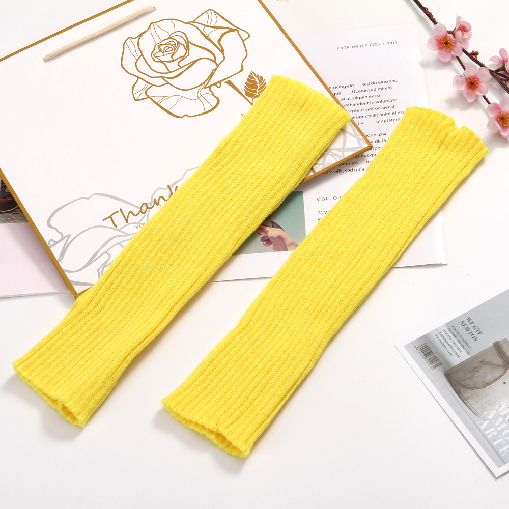 Calcetines largos hasta la rodilla para mujer, medias cálidas de punto, estilo Punk, Lolita, Cosplay, gótico, Kawaii, Hip-hop, Rock, para invierno: Yellow