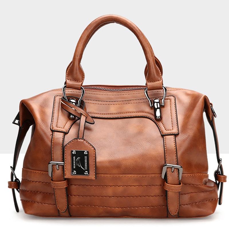 Women's PU Leather Handbag - Soft Cushion Tote - Single Shoulder Strap - Zipper Closure