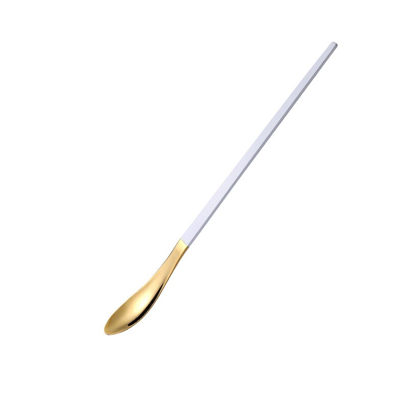 304 Stainless Steel Long Handle Stirring Spoon Cocktail Bartender Spoon Coffee Spoon Dessert Long Spoon Japanese Stirring Spoon: golden white