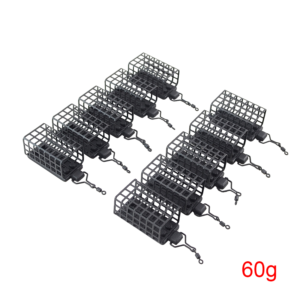10x wędkarski podajnik klatka okrągły kwadrat dla karpia gruby mecz Barbel metalowe podajniki 20g 30g 40g 50g 60g: WHITE