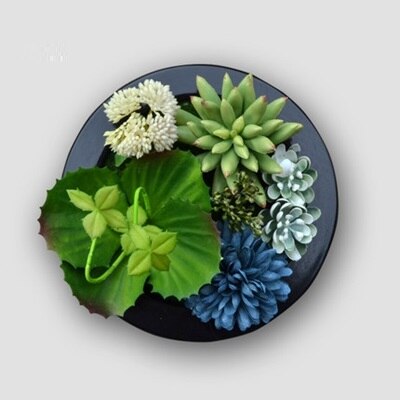 Nordisk simulation sukkulent grøn plante blomster dekoration vægophæng ramme butik ornamenter væg hjem dekorationer kunstige planter: H