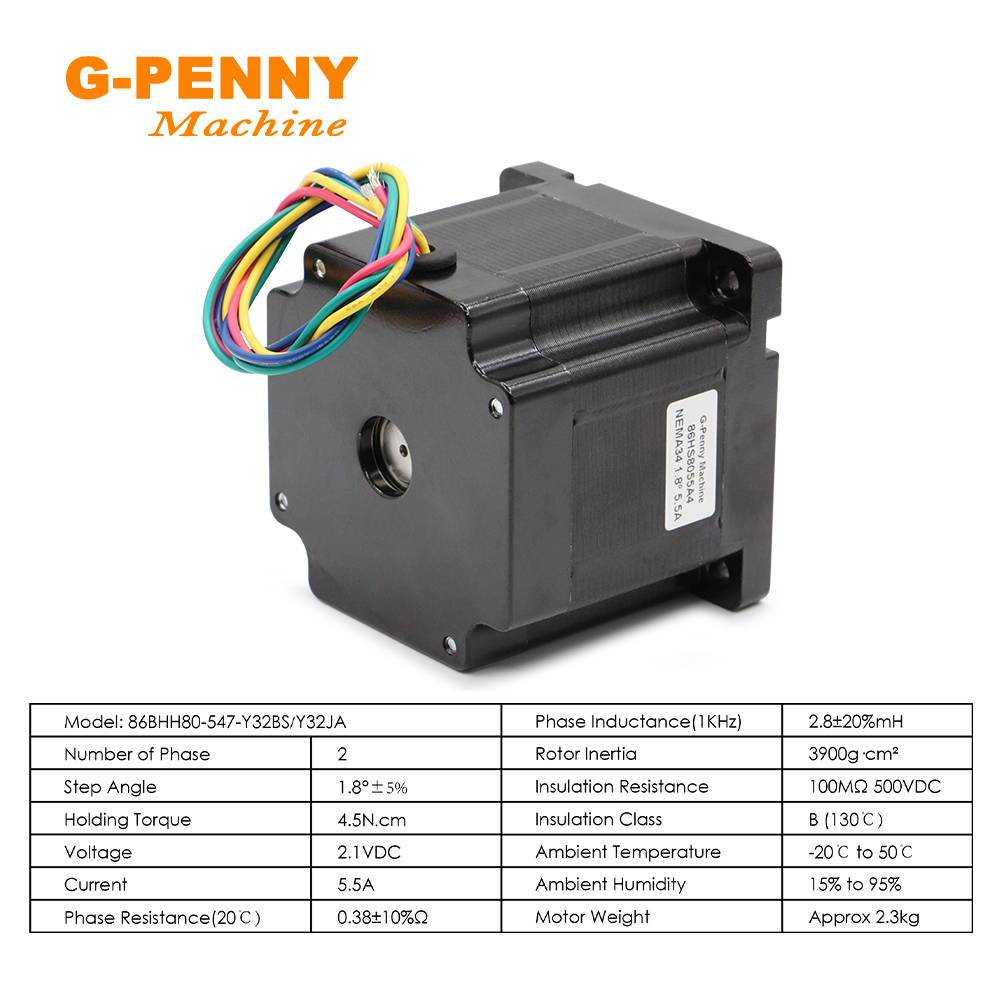 Motor paso a paso NEMA34 86HS8055A4 5.5A 4.5N.m 4 cables Hybird CNC motor paso a paso para máquina CNC Motor paso a paso para impresora 3D