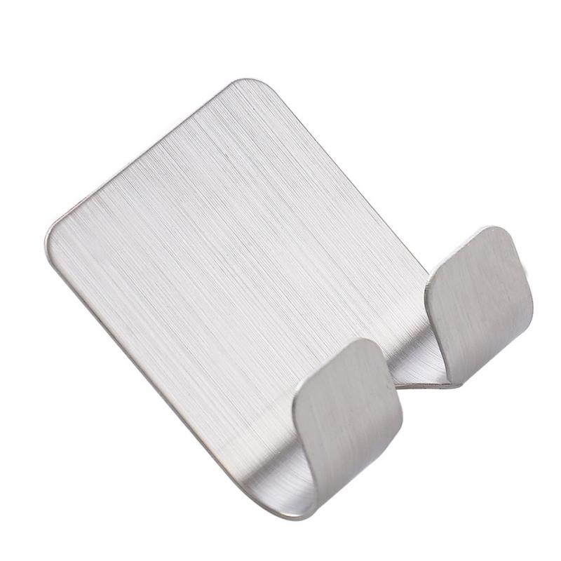 Plug Hook Practical Wall Hook Stainless Steel Self Adhesive Hook Plugs Storage Door Hanger Sticking Double Socket Rack Cable Key