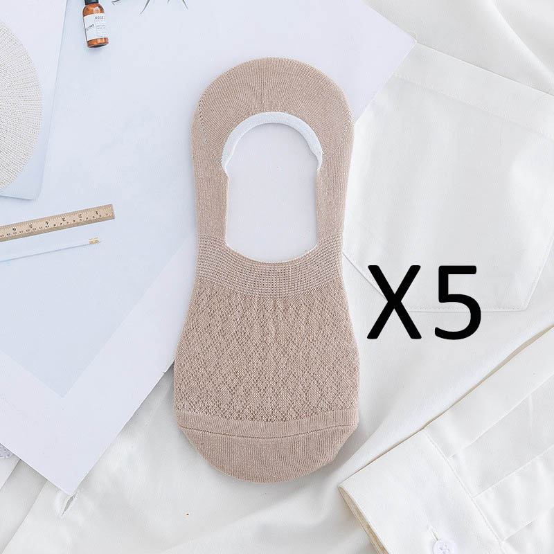 5 Pairs/Lot Invisible Candy Cotton Breathable Socks Non-Slip Mesh Women Summer Girls Casual Short Ankle Boat Low Cut Lady Sox: 1