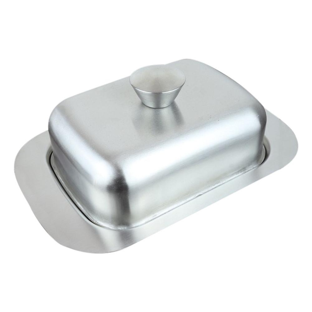 Stainless Steel Butter Dish Fresh-keeping Safe Insulation Plate Box Container Sealing Storage Dish Cheese Keeperfor Restaurant: Red