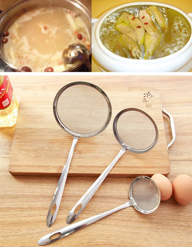 Stainless Steel Fine Chinois Mesh Skimmer Strainer Ladle Kitchen Tools 1pcs