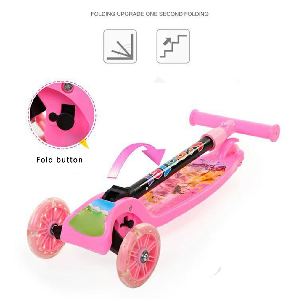 Indoor And Outdoor Children's Scooter Folding Children's Scooter 2-8 Years Old Three-wheel Flashing Skateboard Swing Car