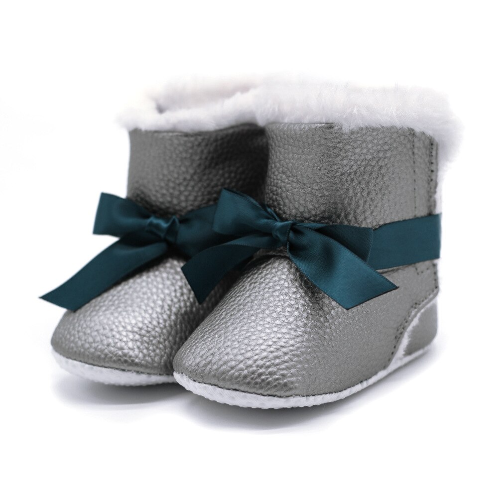 Meninas Do Bebê Botas de Neve de Pelúcia inverno Quente Sapatos Pu de Couro Liso Com Sapatos Ao Ar Livre Botas de Neve Da Criança Do Bebê Crianças Meninas sapato