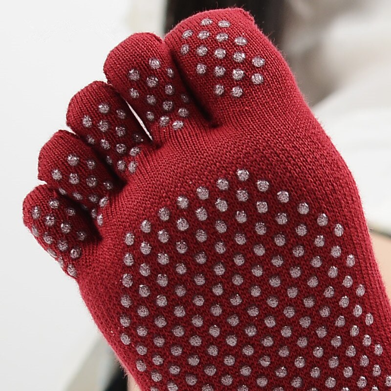 1 par/parti kvinder yoga sokker fem finger dans pilates anti slip gummi prikker sports sokker dame gym yoga tå sokker