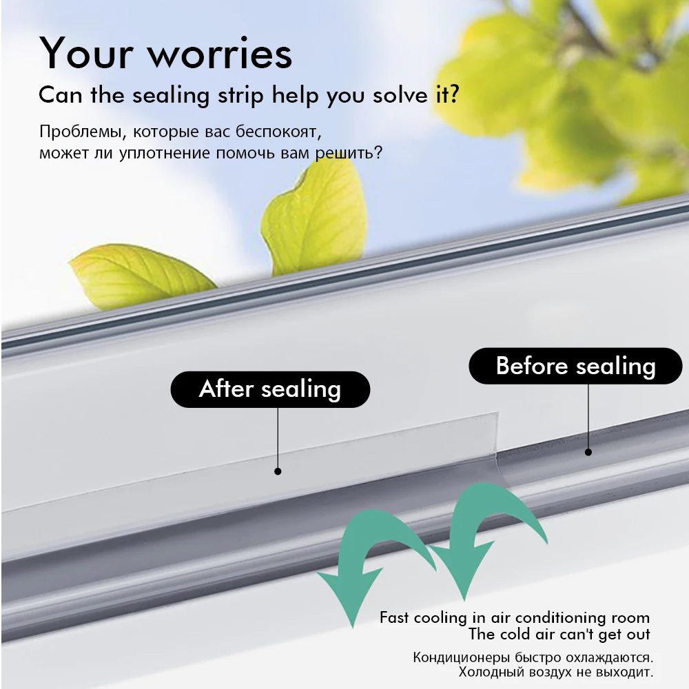 Door Draft Stopper Window Seal Strip Keep Home Warm Dust and Noise Insulation Silicone Weather Stripping for Doors Gap Collision