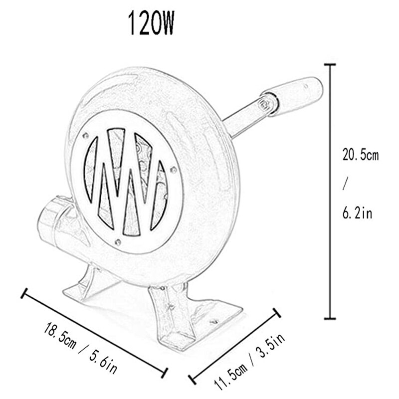120W Grill Eisen Getriebe Hand Gebläse Hand Gebläse Manuelle Brennen Gebläse mais Fan