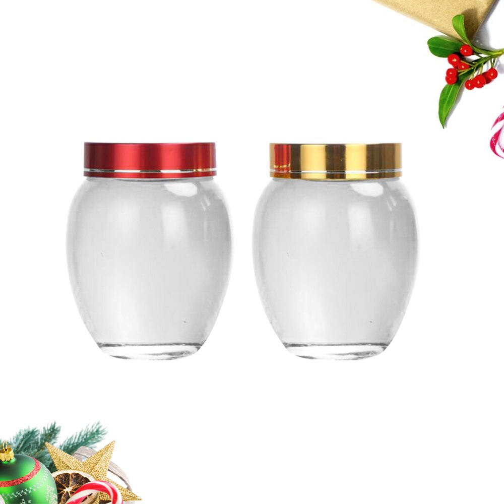 Bote de cristal para miel con tapa de aluminio, tarro transparente para mermelada, para uso doméstico para cocina, 2 uds., 200ml (tapa de Color aleatorio)