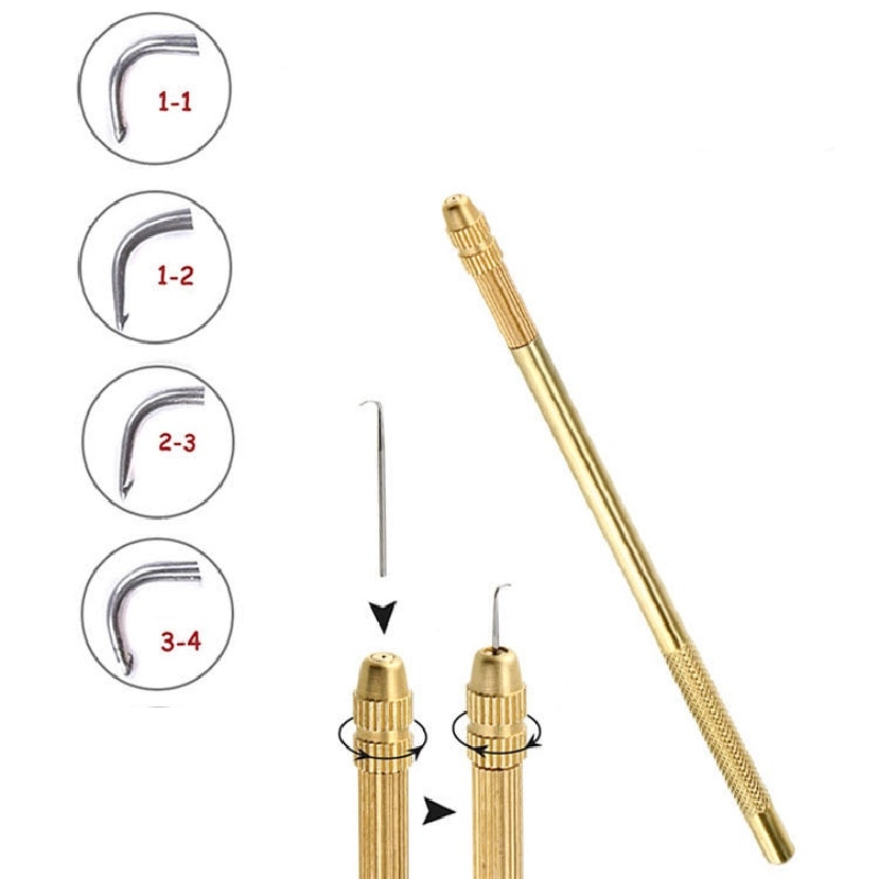 Closure Frontal Making Lace Wig Ventilating Needle With Brass Holder Wig Making Kit 1Pc Holder With 4Pcs Needle(1-1,1-2,2-3,3-4)