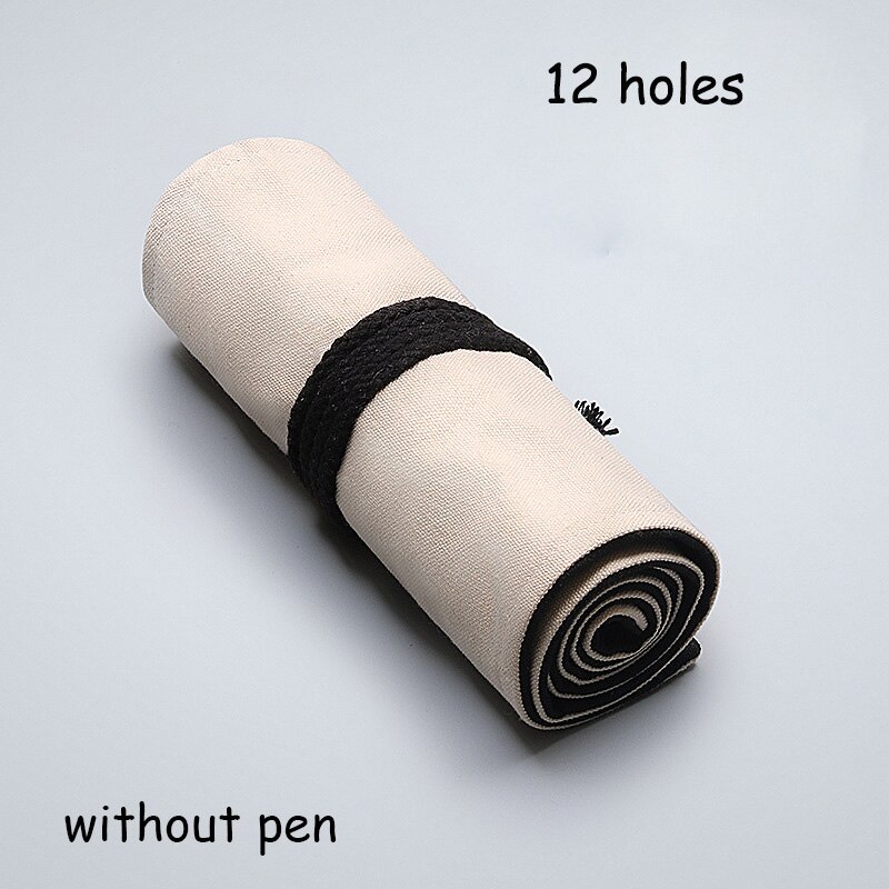 12/24/36/48/72 huller brevpapir etui lærred wrap wrap up blyant taske til drenge piger pen gardin maleri leverer pose: 12 huller uden pen