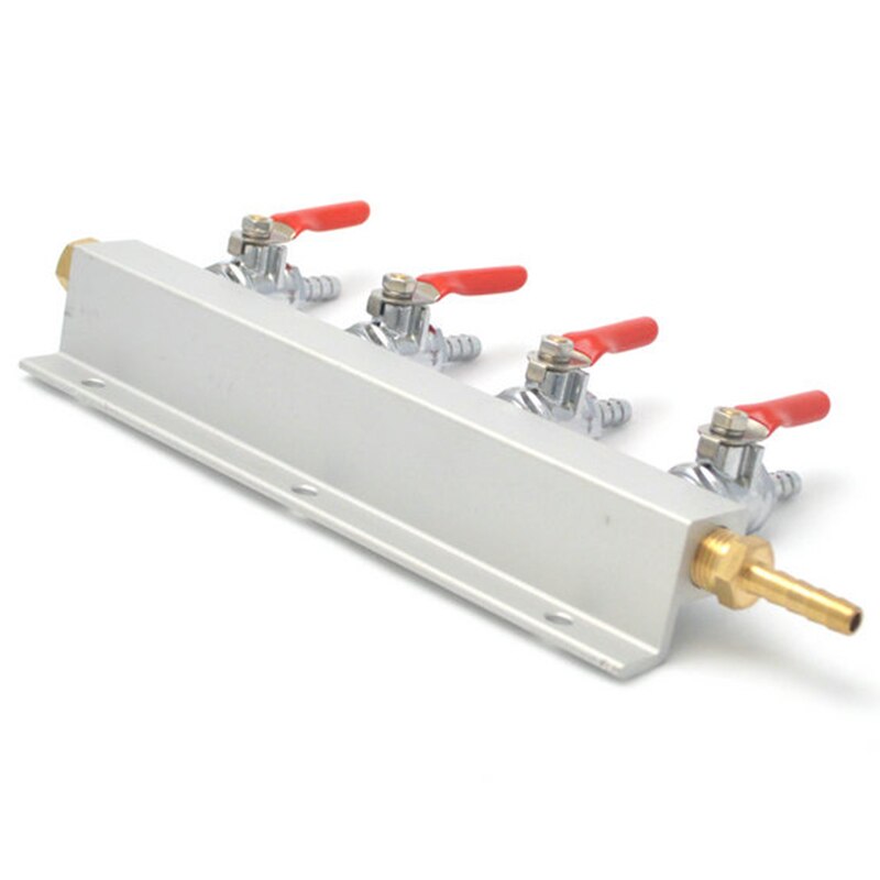 4 Way Co2 Gas Distribution Block Manifold With 7Mm Hose Barbs Homebrewing Draft Beer Dispenser Keg