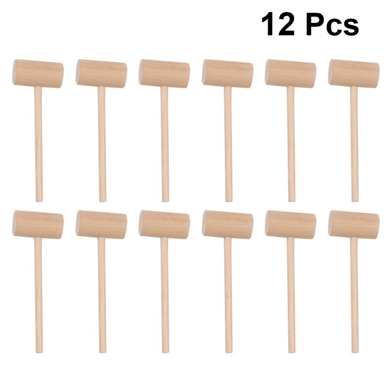 12Pcs Massief Houten Mini Hamers Raken Hamer Cake Mallet Kids Educatief (Ronde)