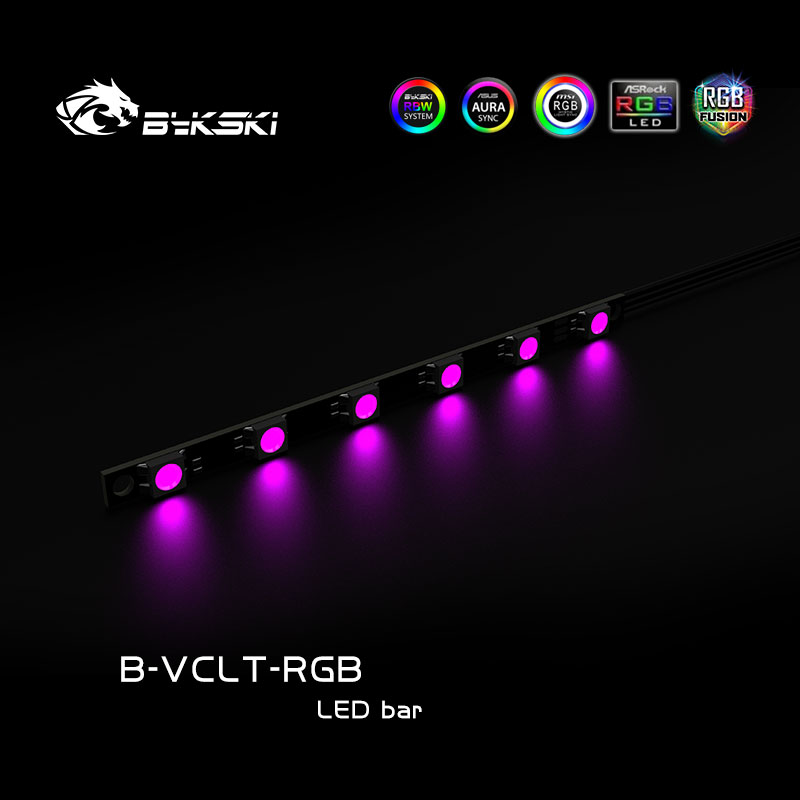 Bykski Rgb Led Strip Hard Licht Band Voor Water Blok (Cpu/Gpu/Geheugen...), 12V 4pin/5V 3Pin M/B Sync, Pc Cooling Mod Onderdelen, B-VCLT: 100mmX6(12V)