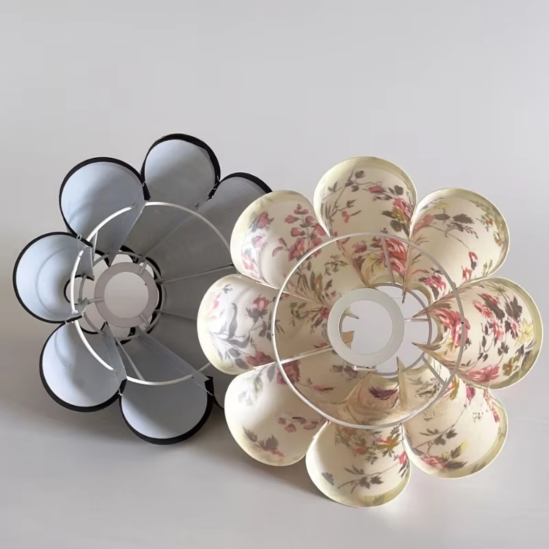 Vacker lotusblomma lampskärm tyg bordslampskärm  e27 skrivbordslampskärmar sovrumslampdekor gör-det-själv-tillbehör