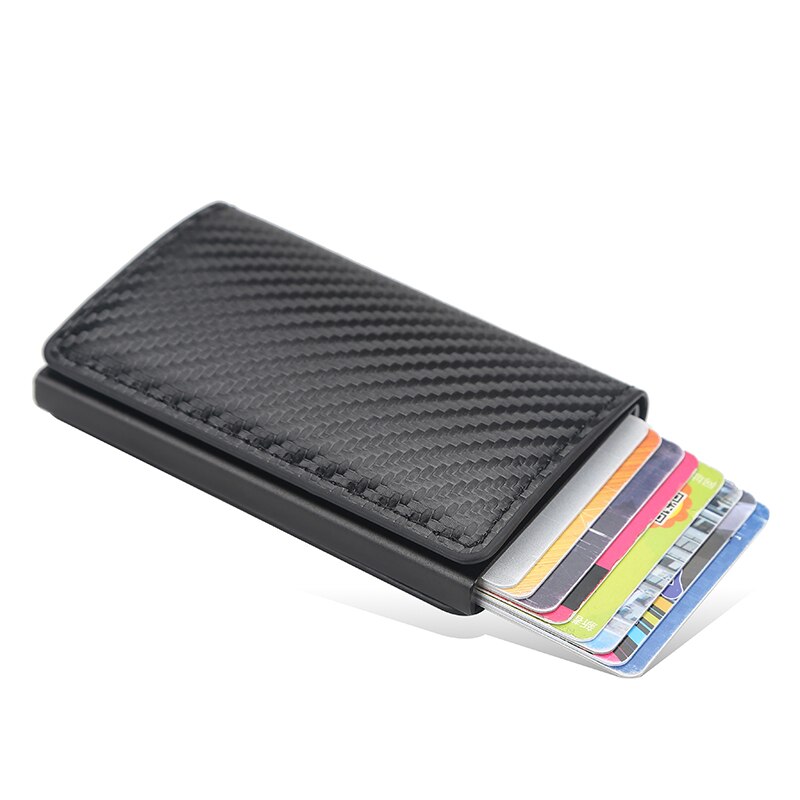 Carbon Fiber Rfid Blocking Mannen Creditcardhouder Lederen Bank Card Wallet Case Kaarthouder Bescherming Purse Voor Vrouwen: black