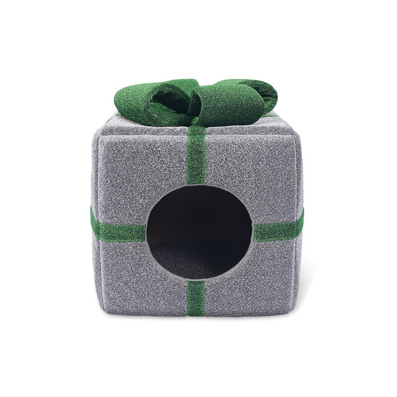 The Latest Pet Christmas Box Cat House Cat House Cat House Closed Cat House Four Seasons Warm Dog House: silvery