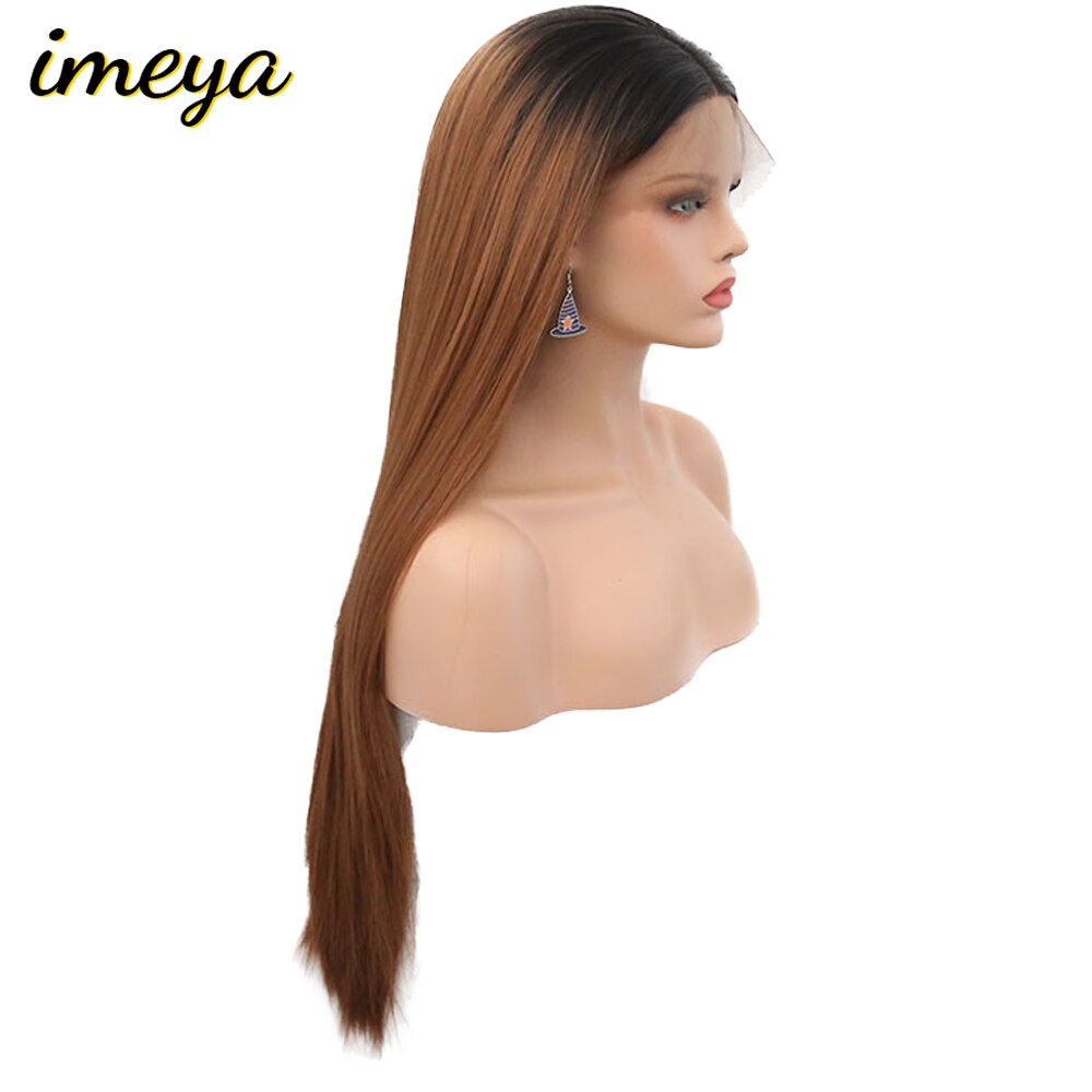 FANXITON Ombre Wigs 24 Inch Silky Straight Wig Heat Resistant Hair Synthetic Lace Front Wigs For Women Heat Resistant Fiber Hair