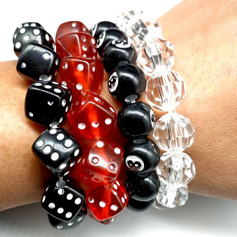 Colorful Acrylic Dice Beads Stretch Bracelets Funny Game Lucky Dice Bracelets AXYD