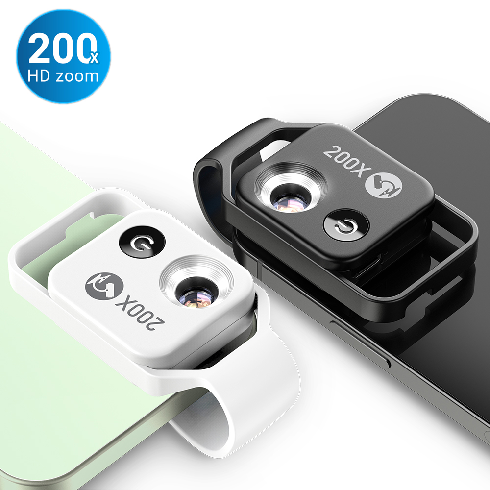 APEXEL 200X HD Vergrößerung Mikroskop Objektiv für Telefon Kamera Objektiv Tragbare Telefon Handy, Mobiltelefon Makro Objektiv für Iphone12 Huawei Smartpho