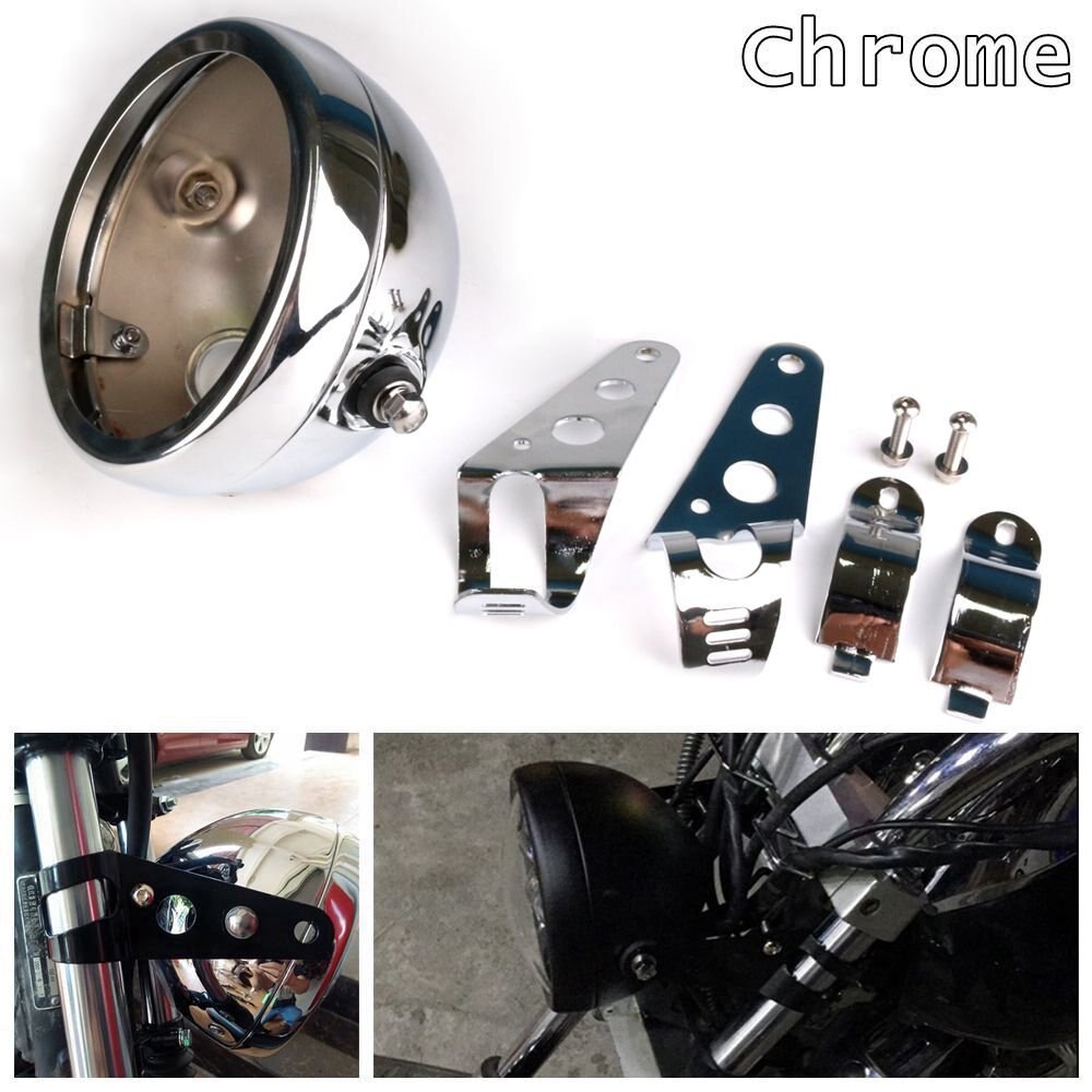 5-3/4 Inch LED Headlight Mounting Ring Bracket Adapter For Harley Accessories 5.75" Motorcycle Headlamp Housing: Silver housing