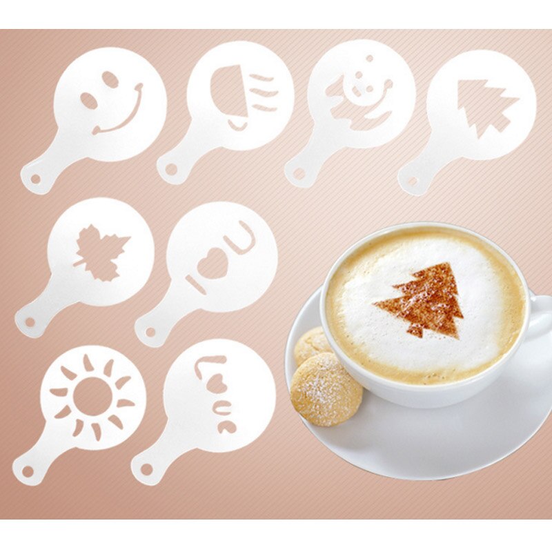 16 Pcs Koffie Latte Cappuccino Barista Art Stencils / Cake Stofdoek Sjablonen Koffie Decoratie Accessoires Schuim Frot Stencil