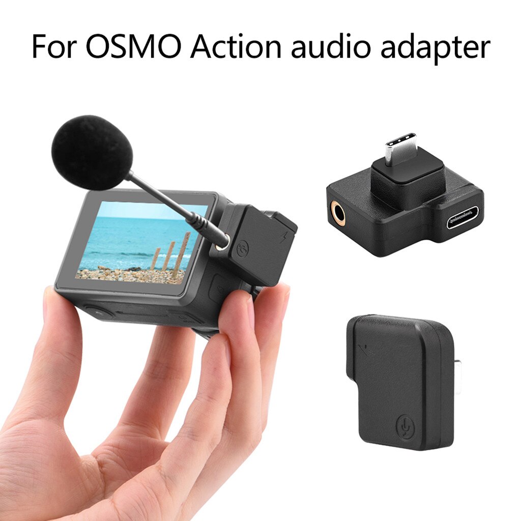 Dual USB-C to 3.5mm Mic Microphone Audio Adapter for DJI OSMO Action Camera Support Battery Charging Data Transfer Connector