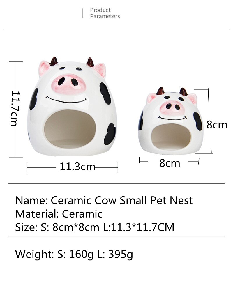Lit de Hamster en céramique, maisons en forme de vache de dessin animé, Cage pour petits animaux de compagnie, maison d&#39;été Cool, nid de cachette pour Hamster