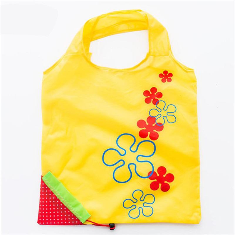 1pc miljøvennlige oppbevaringsposer håndveske jordbær sammenleggbare handleposer gjenbrukbare sammenleggbare dagligvareposer i nylon: Grønn