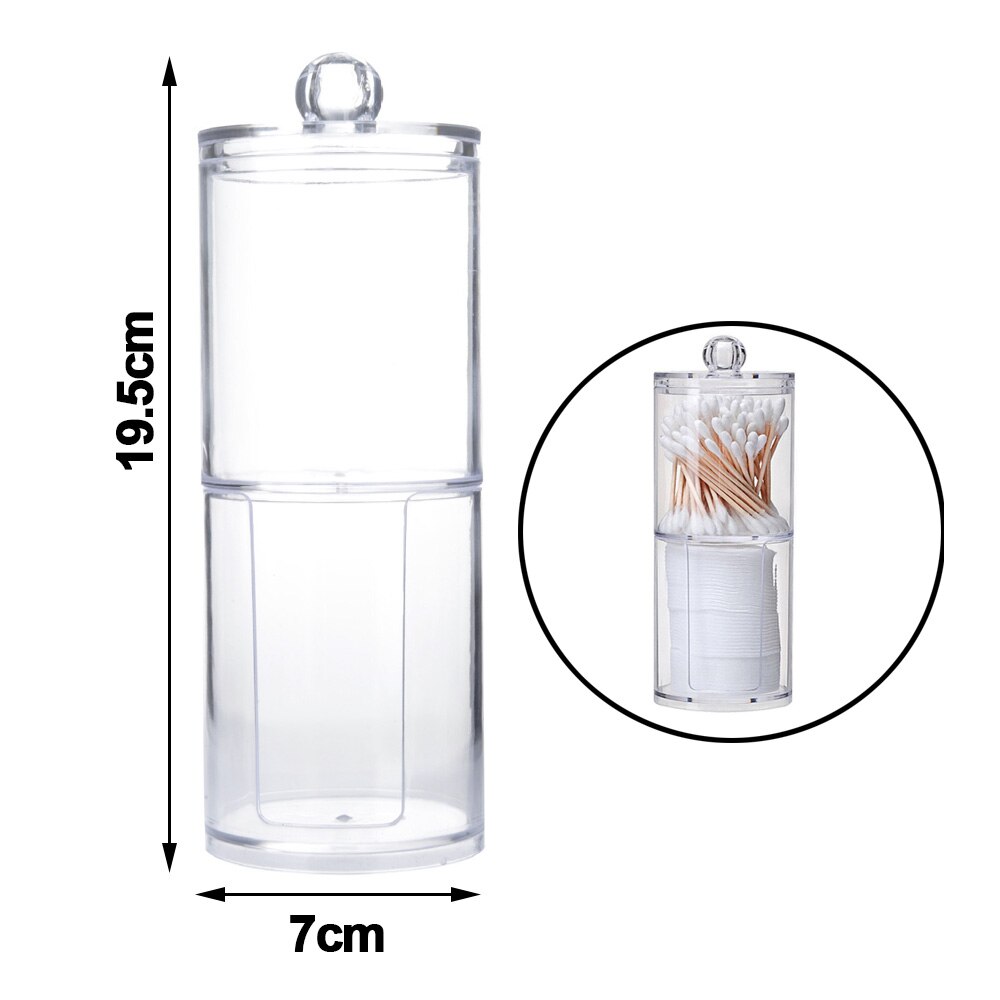 2 in 1 Storage Box Acrylic Multifunctional Round Transparent Container Cosmetic Makeup Cotton Pad Organizer Jewelry Jars Holder: L Type A