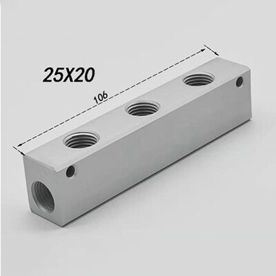 1/4" BSP Female Thread 25x20mm Air Compressor Splitter Aluminium Manifold Block Quick Connector Pneumatic Fitting: 3 Way 5 Port