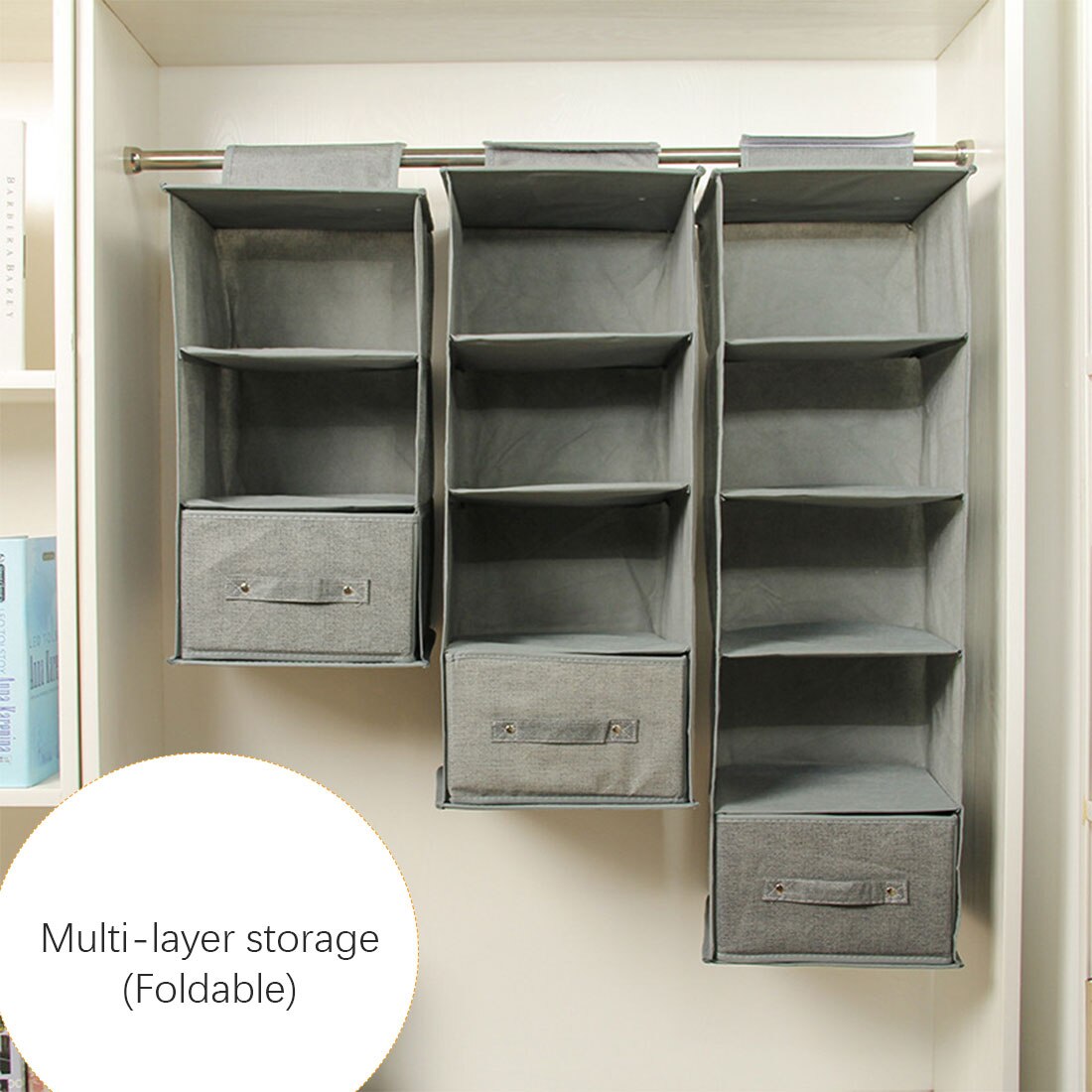 3/4/5/Layers Hanging Drawer Box Wardrobe Organizer Shelves Clothes Hangers Holder Portable Organizer Hanging Closet