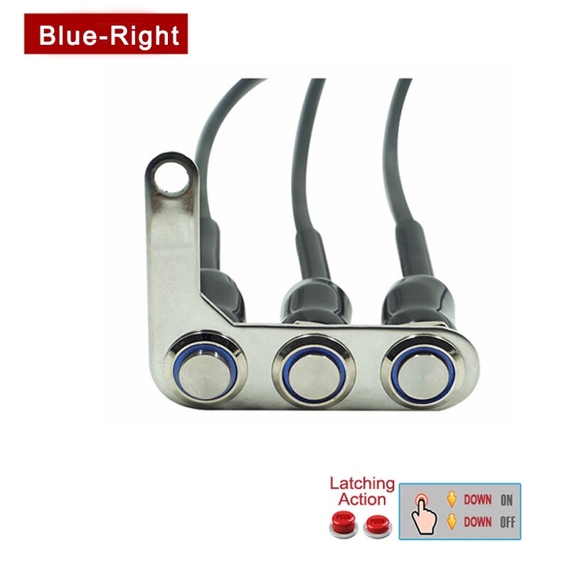 Interrupteur étanche à 3 boutons pour guidon de moto, interrupteur marche-arrêt, interrupteur étanche pour phare, klaxon et clignotant, LED: Blue-Right