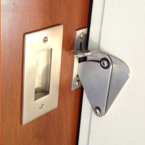 Stainless Steel Sliding Door Barn Hardware Barn Slide Lock Barn door hardware devices: Silver