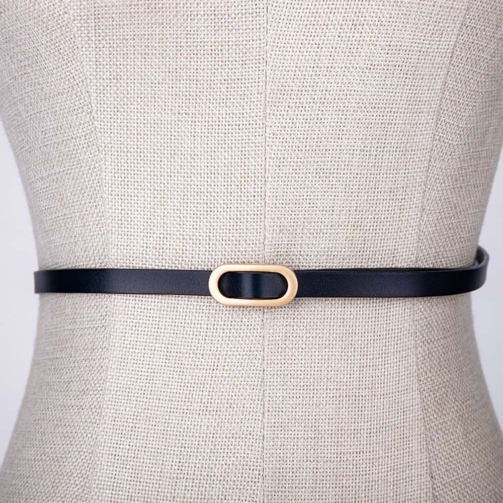 1Pc Vrouwen Pak Dunne Riem Vierkante Gesp Effen Kleur Koeienhuid Riemen Voor Vrouwen Jurk Trui Tailleband