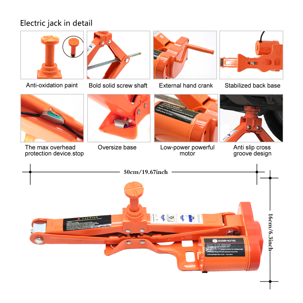 Bærbar 12v bil jack 3 tonn elektrisk jack auto lift sakse jack løftemaskinisme løft jack