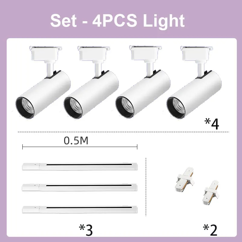 Led Track Light 30W Set Spotlight 220V Rail Lighting Indoor for Home Living Room Clothing Store Bedroom Ceiling Lights Fixture: light yellow / Beige